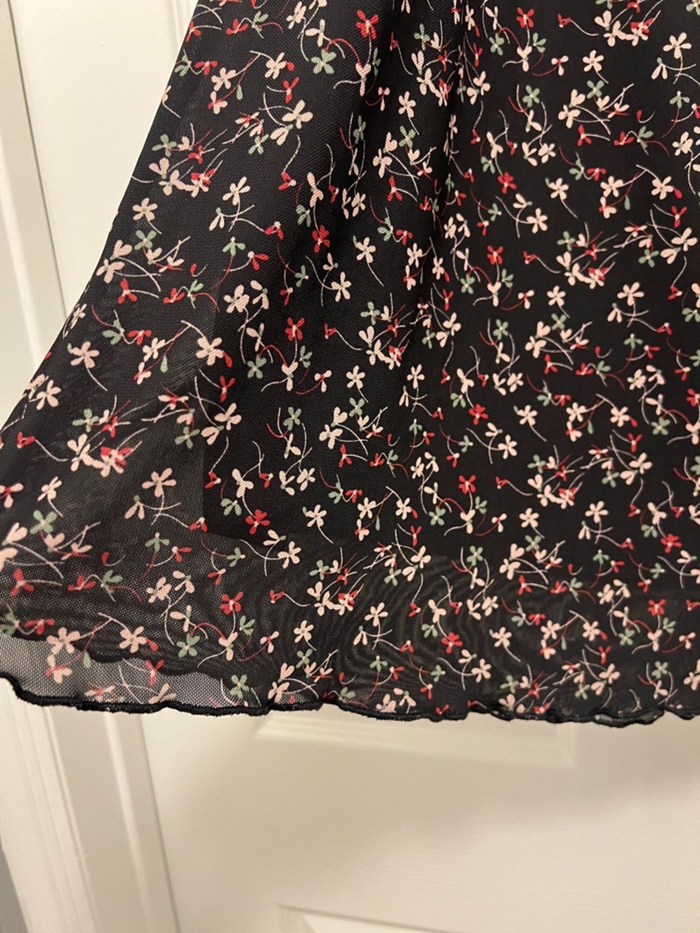 Black Floral Midi Skirt with Slit - Picture 5 of 7